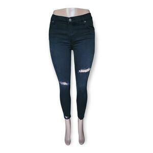 Free People Womens Distressed Skinny Jeans Ankle Size‎ 27 Black